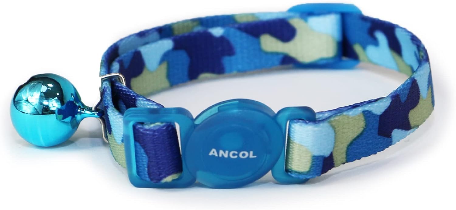 Ancol Camouflage Cat Collar with safety buckle Blue