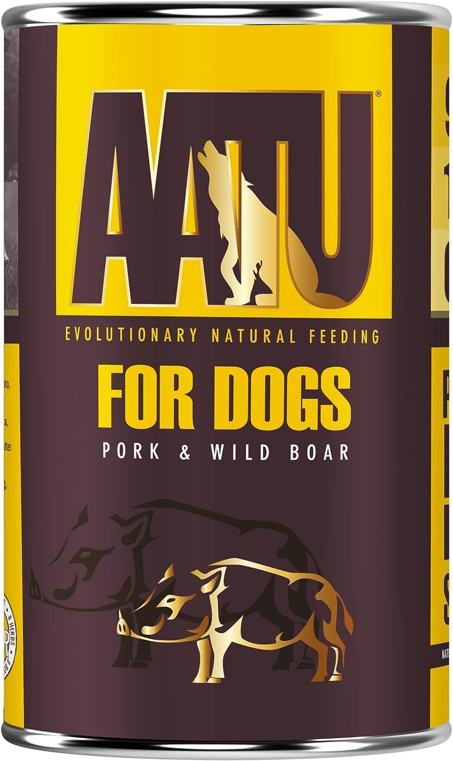 AATU 90/10 Wet Dog Food in a Tin, Wild Boar and Pork, Grain Free Recipe, No Artificial Ingredients, Good for Low Maintenance Feeding (6 x 400 g)